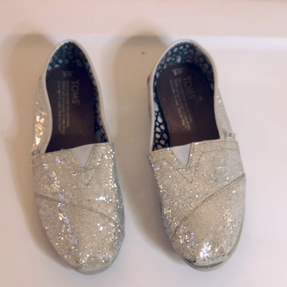 Toms Silver Glitter Flats - Size 6 - Picture 6 of 10